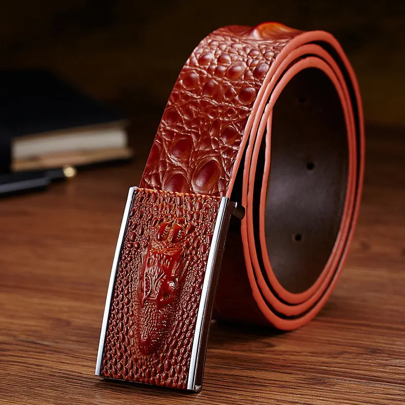 New Fashion Business Male Belts Luxury Crocodile Striped Genuine Leather Belt Men Designer Belts Men High Quality