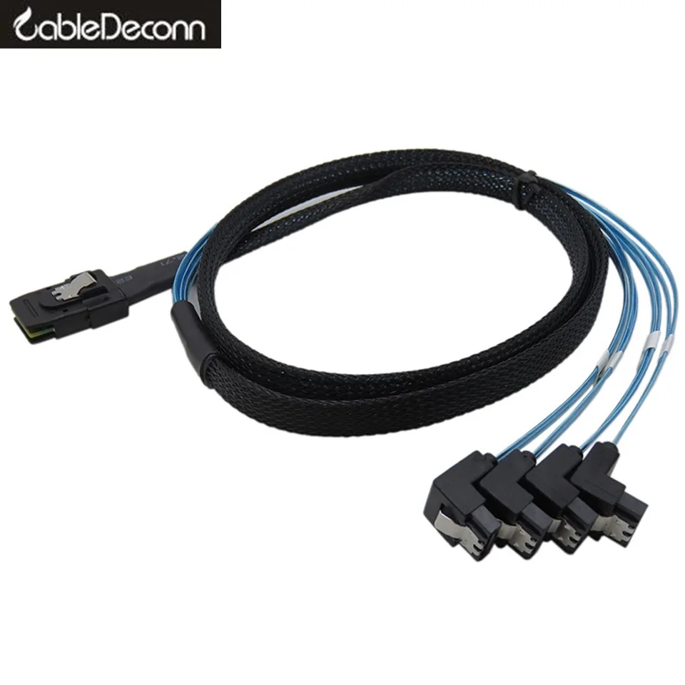 Mini-SAS SFF-8087 to 4 SATA Cable Mini SAS 4i SFF8087 36P To 4 SATA 7P Cable 12Gbps 100cm TK0905 Hight quality