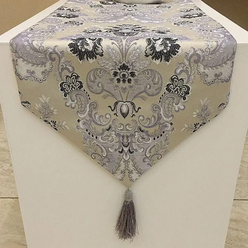 Corredores de mesa elegantes de lujo bordados de tejido Jacquard posmoderno clásico chino, decoración del hogar, Bandera de mesa de cena, mismo