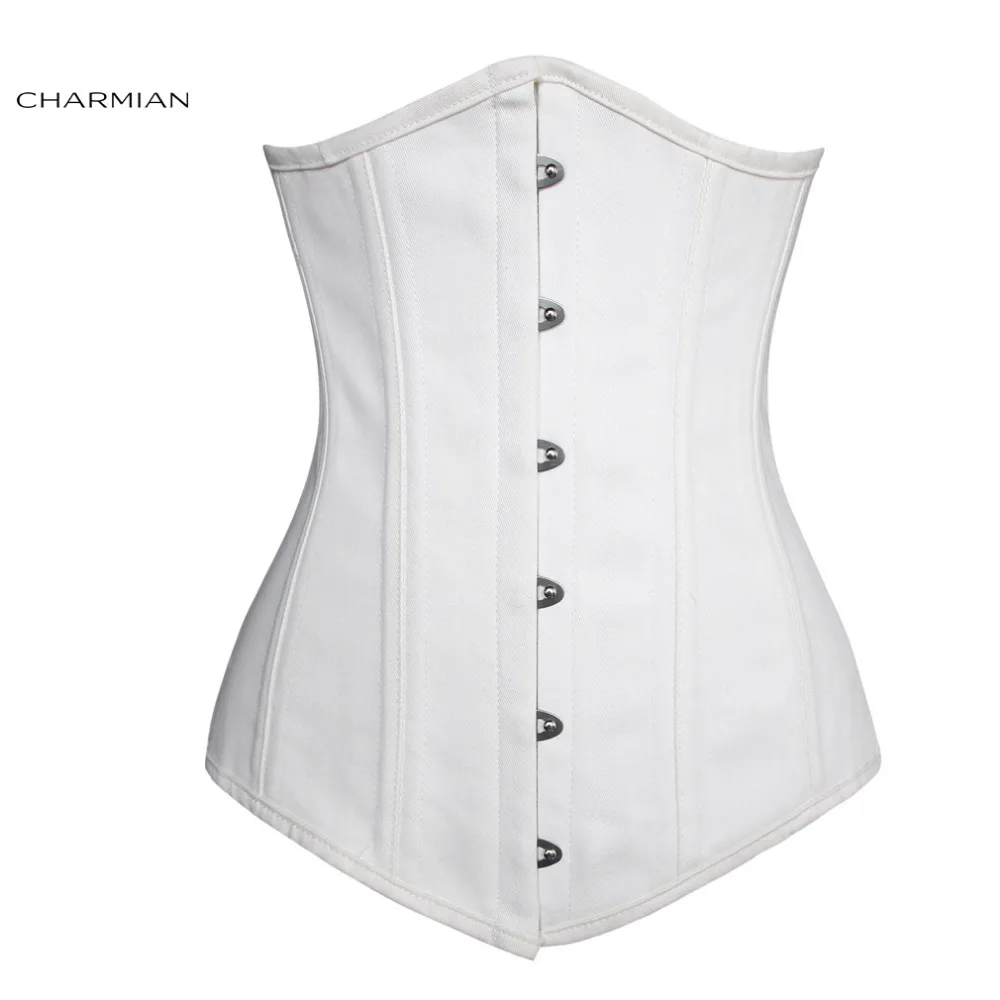 Charmian Women Underbust corsetto 26 broccato disossato in acciaio Torso lungo Plus Size allenamento in vita Cincher clessidra Body Shaper corsetti