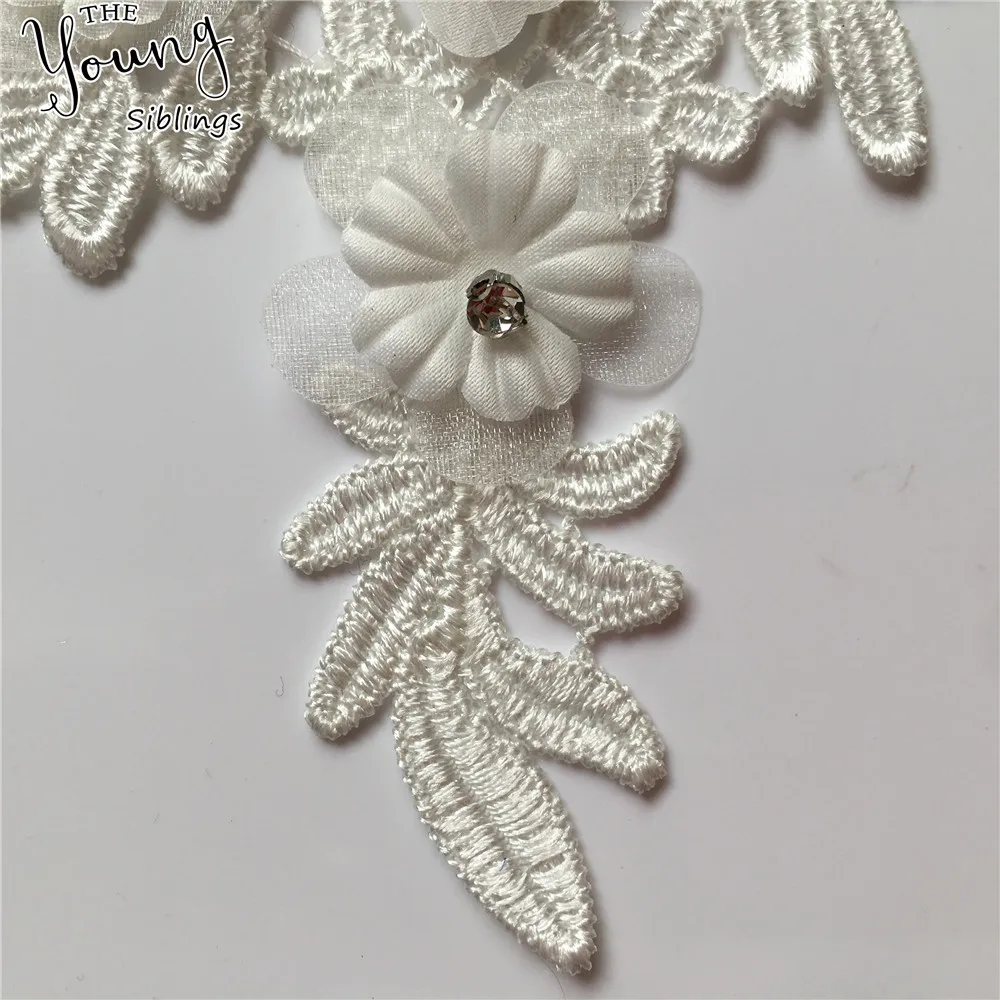 New Hollow out ABS pearl Flower Lace Neckline DIY Collar Trim Clothing Sewing Applique Embroidery Rhinestone Craft Supplies