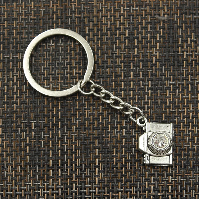 Fashion 30mm Key Ring Metal Key Chain Keychain Jewelry Antique Bronze Silver Color Plated Camera 20x16mm Pendant