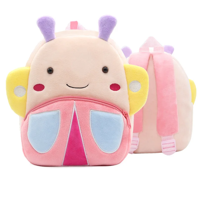 New Arrival Cartoon Animal Butterfly School Bag Soft Baby Plush Backpack Schoolbags For Boys Girls Kids Birthday Gift