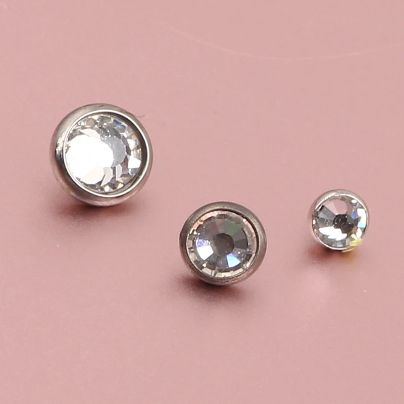 Dermal  Top Body Jewelry 3/4/5mm Flat Gem 14g 316L Surgical Steel or Titanium 5 color mix