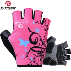 X-Tiger Women Cycling Gloves Non-Slip Breathable Women Summer Sports Bike 3D Gel Pad Bicycle Cycling Half Finger Gloves