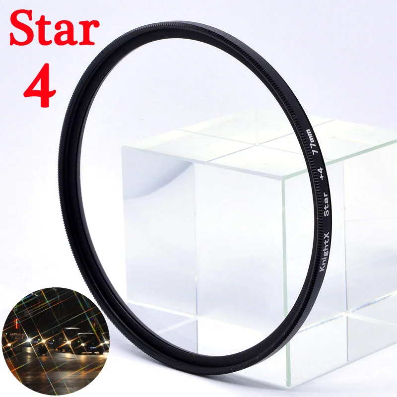 KnightX Star Line Star Filter Lens Photography 4 6 8 For Canon Sony Nikon  49mm 52mm 55mm 58mm 62mm 67 72 77 mm