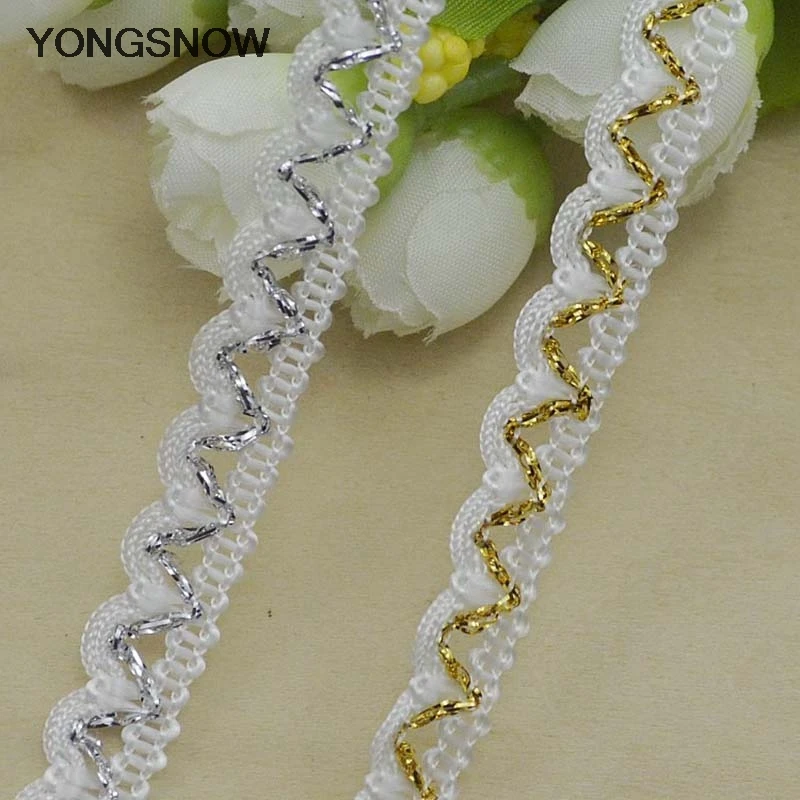 5m/lot Lace Trim Fabric Ribbon DIY Sewing Craft Gold Silver Centipede Braided Lace Ribbon Wedding Decoration Apparel Material