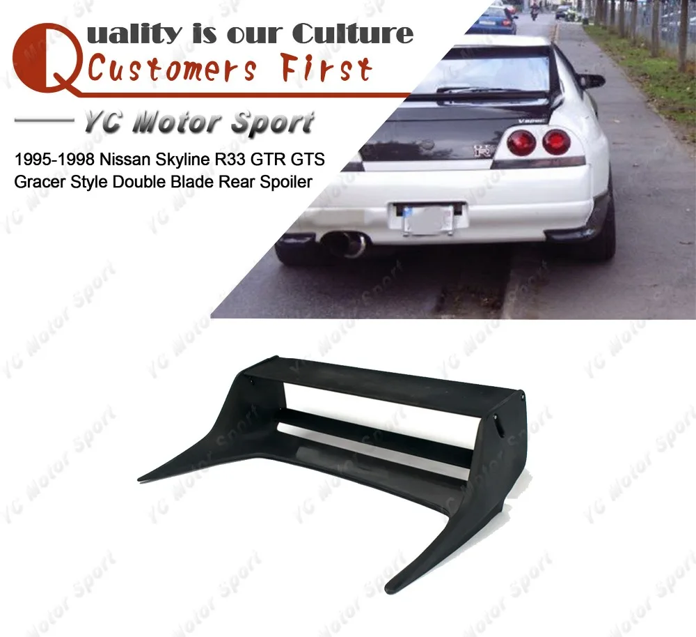 

Car Accessories FRP Fiber Glass Gracer Style Double Blade Rear Spoiler Fit For 1995-1998 R33 GTR GTS Trunk GT Wing