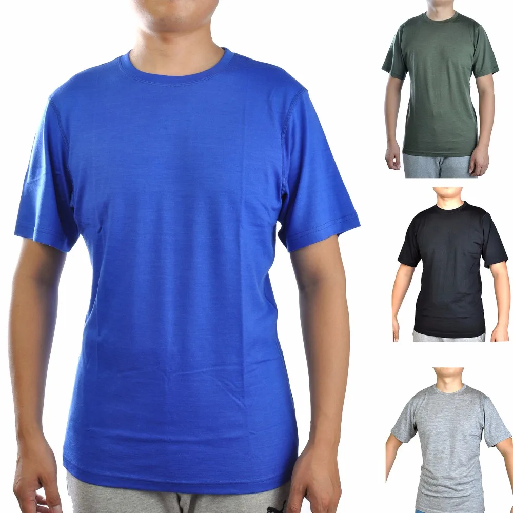 Merino Wool T Shirts For Men Solid Color 180gms Lightweight Merino Wool Short T Shirt 7Color Breathable Wicking Cool Sleeve Tee