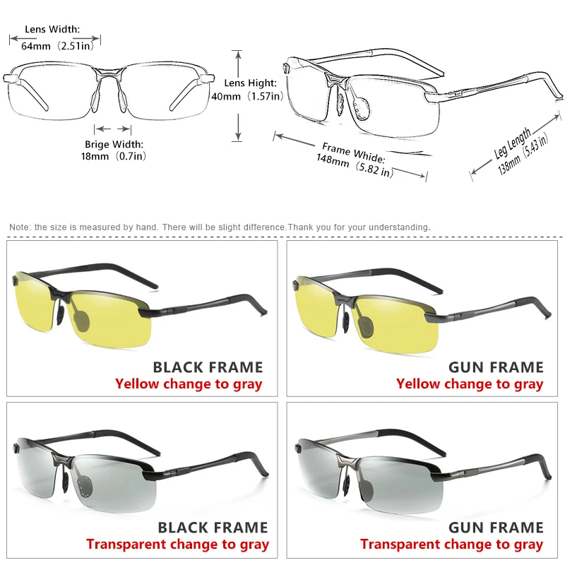 Intelligent Polarized Photochromic Sunglasses Day Night Vision Goggles Driver Eyeglasses Men Women Yellow Lens Driving Glasses