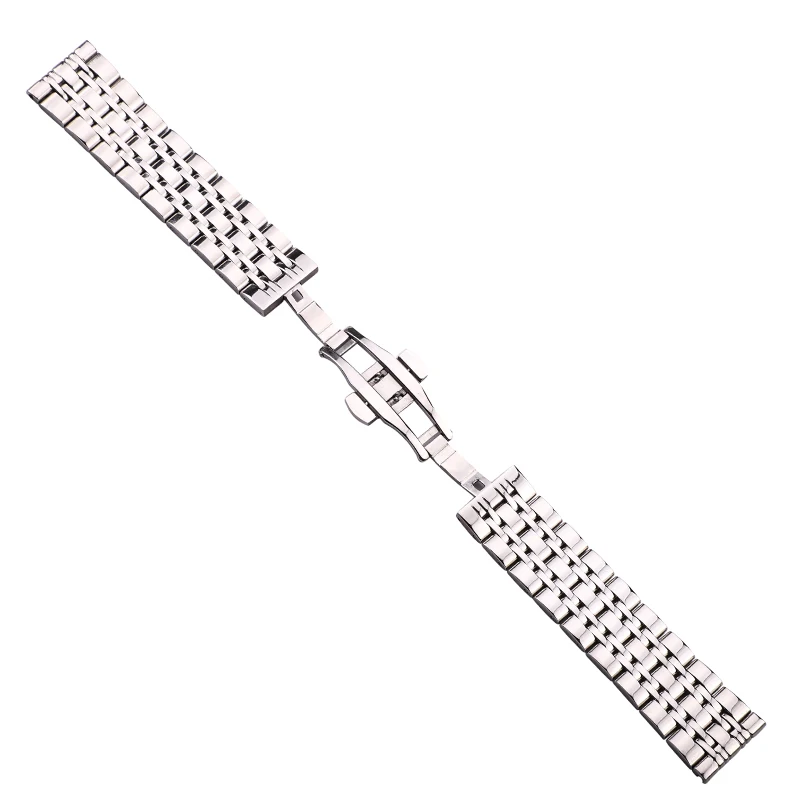 Correa de acero inoxidable de 18mm, 20mm, 22mm para hombre, correa de reloj de Metal pulida de plata, accesorios de pulsera de repuesto de lujo