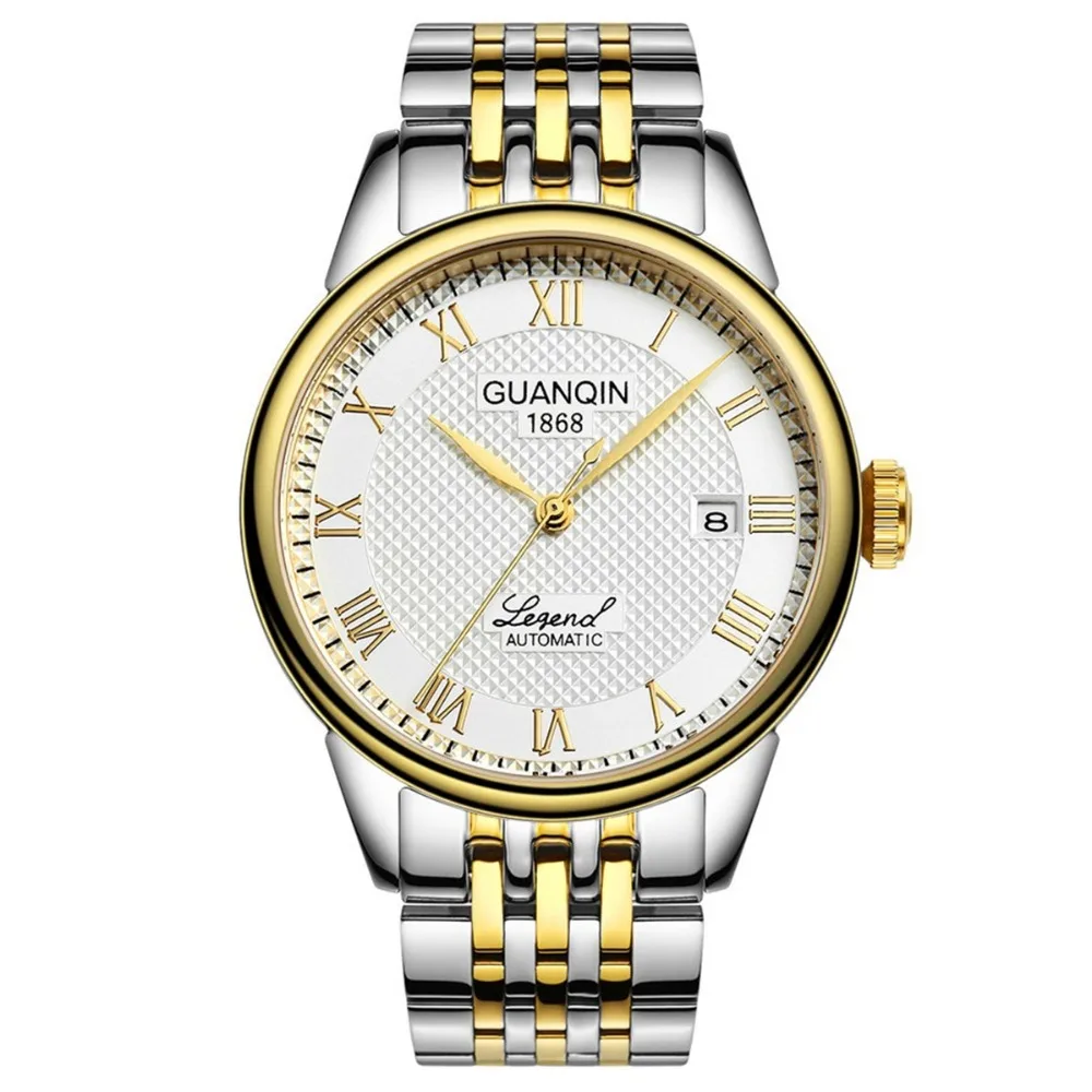 

relogio masculino GUANQIN Mens Watches Top Brand Luxury Automatic Self-Wind Date Watch Men Business Steel Mechanical Wristwatch