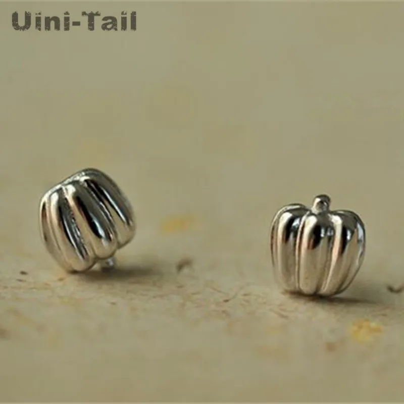 Uini-Tail hot new 925 Tibetan silver small fresh and lovely sweet fairy tale Halloween mini pumpkin earrings fashion tide flow