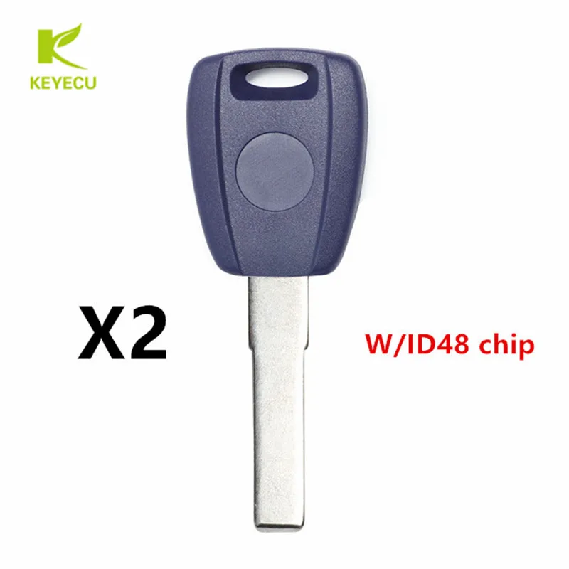 

KEYECU Replacement Uncut Transponder Head Key ID48 Chip for Fiat Bravo Punto Ducato Daily Stilo 1998-2005 With SIP22 Blade