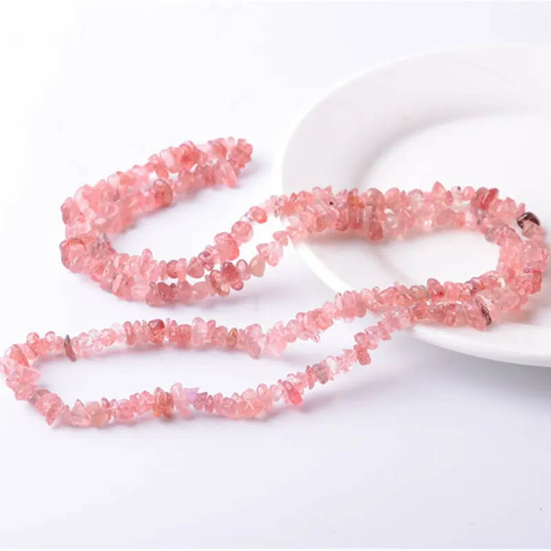 3-5x6-8mm Green Pink Cherry Quartzs Beads Natural Freeform Chips Stone Beads For Jewelry Making Beads 32\'\' DIY Beads Trinket