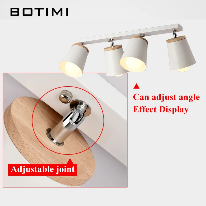 

BOTIMI 2026 White Metal Ceiling Lights For Corridor Modern Adjustable Lamparas de techo Corridor Indoor Wood Lighting Fixture