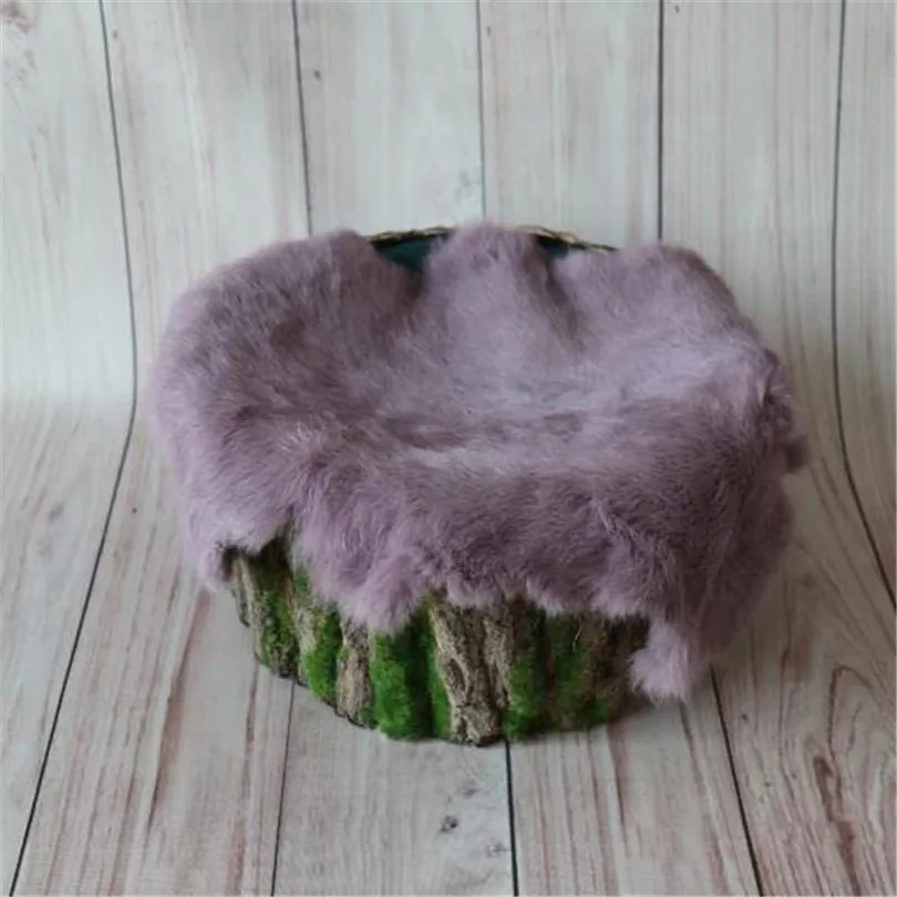 Newborn Rabbit fur blanket Baby basket stuffer filler Newborn fur blanket backdrop fabric layer