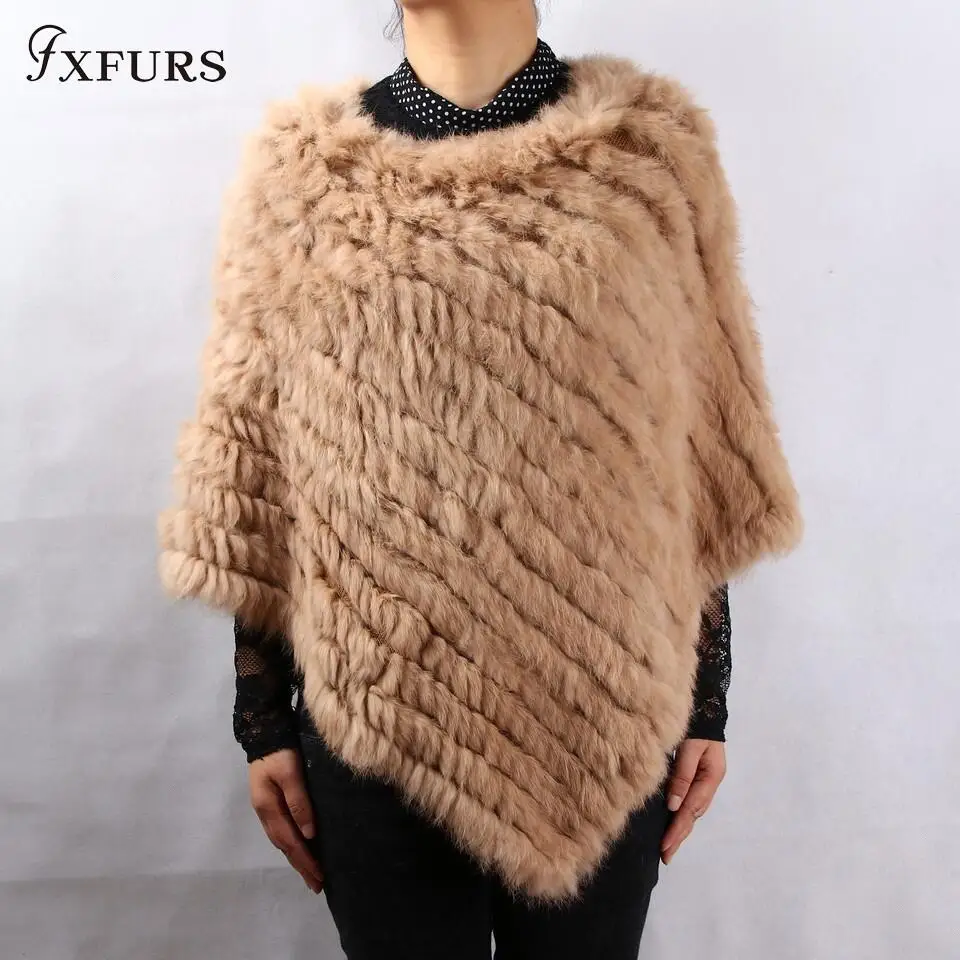 FXFURS 2020 Fashion Fur Poncho knitted rabbit fur small cape Stole Fur Wraps Scarf  Wholesale and Retail 22 Colors