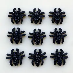 Black FlatBack Resin Spider Halloween Decoration Festival Supplies Prank Toys Decoration Realistic Prop Hot Sale 13mm 90pcs-B706