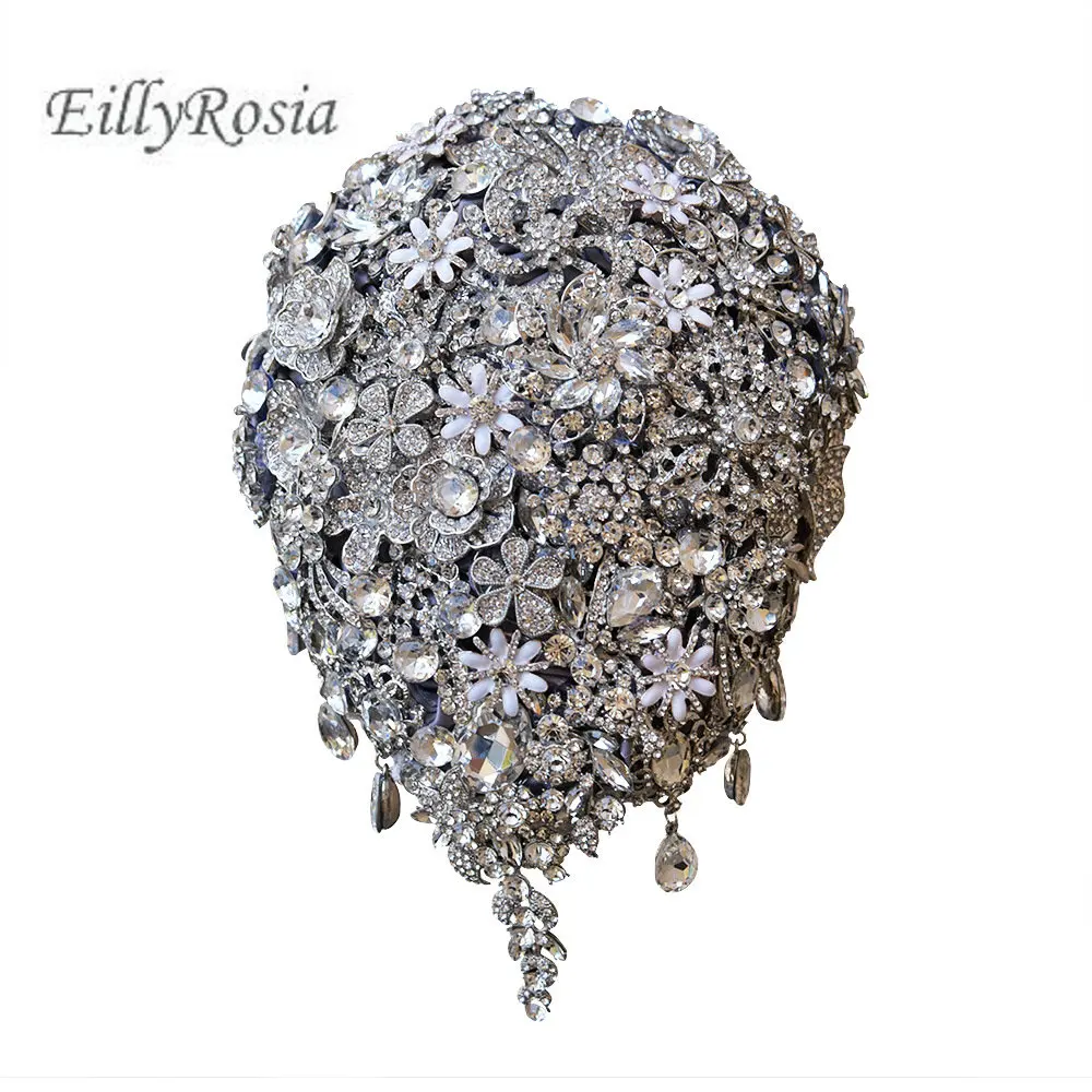 Luxury Crystal Bouquet Waterfall Rhinestones Jewelry Expensive Wedding Bouquet Handhold Bride Bouquet Buque de noiva artificiale