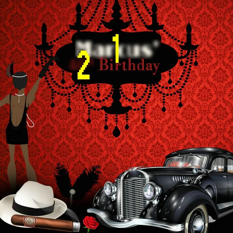 custom Red Gangster 40th Birthday Light Car Cowboy Girl backdrops High quality Computer print party background