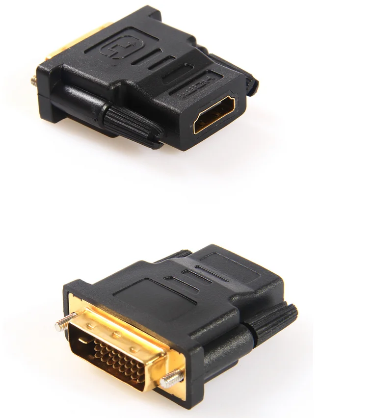 Free shippingGOLD PLANTED DVI-D 24+1 Male To HDMI Female Plug Converter Adapter HDTV Free shippingnew