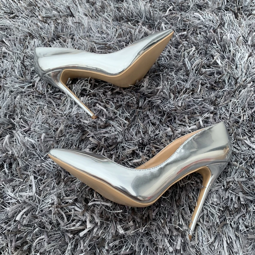 2019 Fashion Women Shoes Gold Patent Leather Wedding Woman Shoes Sexy Stilettos High Heels 12cm/10cm/8cm Pointed Toe Women Pumps