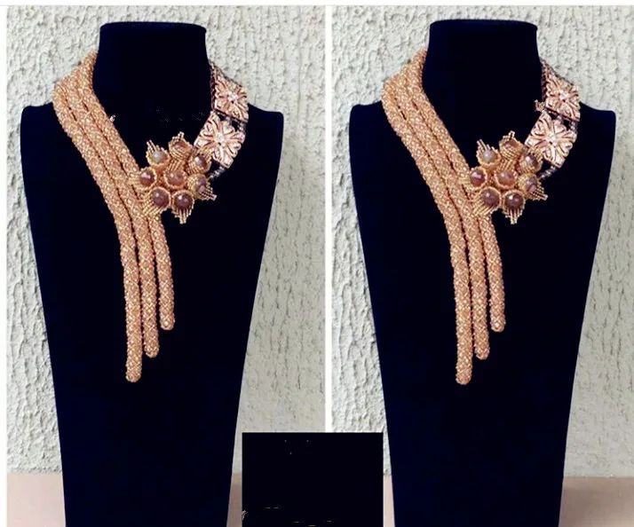 Trendy Chunky Gold Costume Women Jewelry Sets African Wedding Jewelry Sets for Brides Flower Bib Necklace Earrings Set ABH514