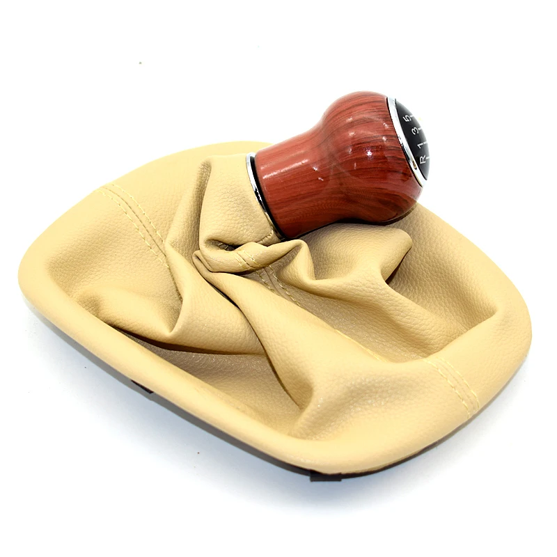 Chromed 5-Speed 6-Speed MT Gear Shift Knob with PU Leather Gator Boot Cover for Volkswagen VW Passat B5 B5.5 98-04 Shifter Lever