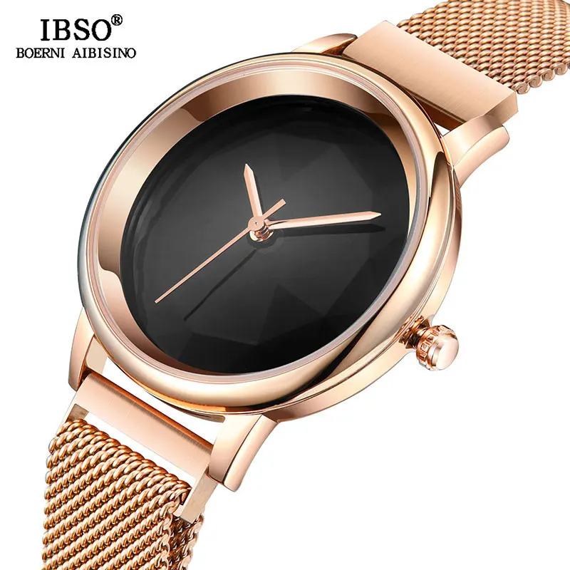 IBSO Brand Creative Aurora Design Watches For Women Luxury Stainless Steel Quartz Watch Female Wrist Watch Reloj Mujer