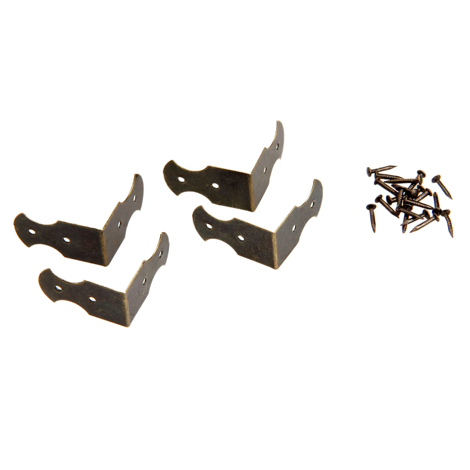 4Pcs Antique Bronze Vintage Luggage Case Box Corner Brackets Decorative Furniture Decoration Wood Case Feet Leg Corner Protector