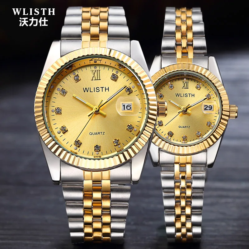 2023 WLISTH jam tangan wanita pria Quartz, jam tangan pria antiair Analog tanggal otomatis