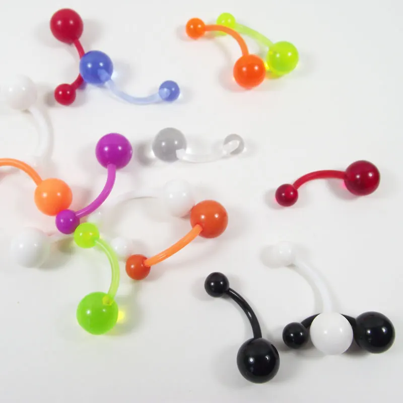 5pcs/lot soft flexible Acrylic UV belly ring Navel Rings Belly Button Ring press fit body piercing  jewelry mixed color