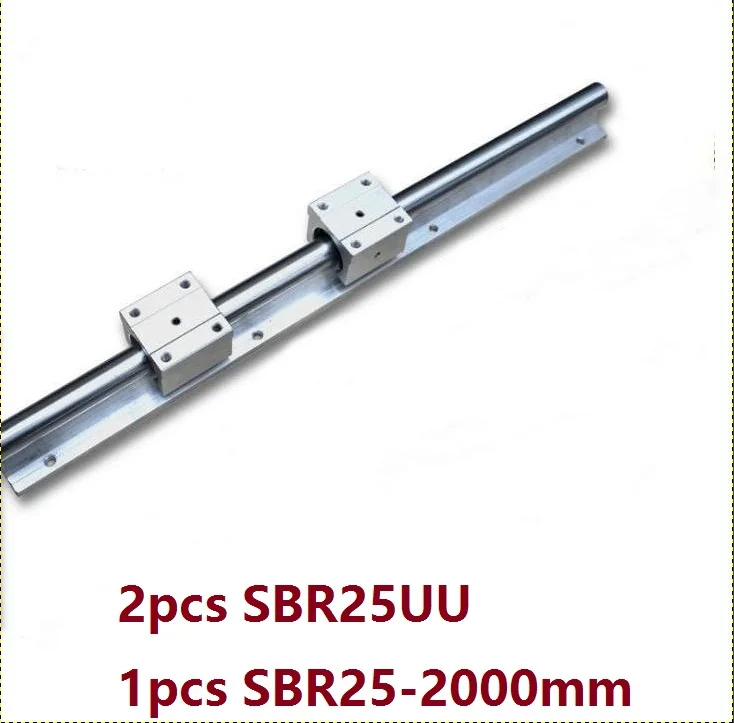 1pcs SBR25 - 2000mm linear rail support guide + 2pcs SBR25UU linear bearing blocks