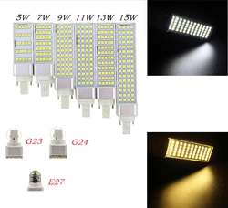 Lampada G23 G24 E27 5W 7W 9W 11W 13W 15W 85V-265V/AC Horizontal Plug lamp SMD5050 Bombillas LED PL Corn Bulb Spot light CE RoHS