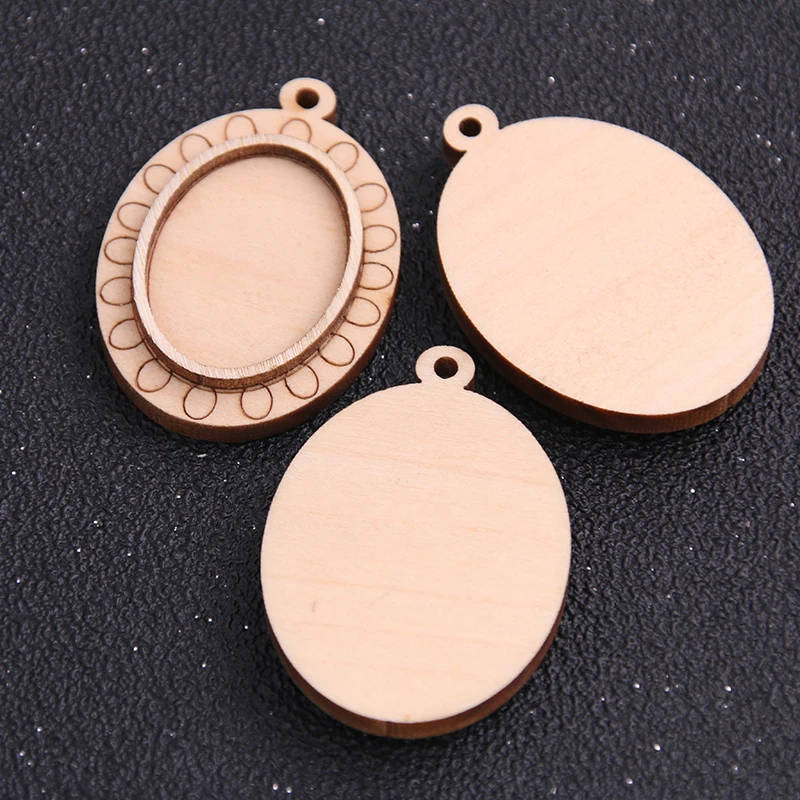 3pcs/lot 18*25mm Inner Size Wood color Oval Wood Cabochon Base Setting Charms Pendant Necklace Findings