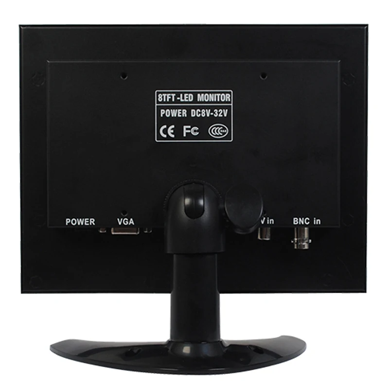 Monitor de TFT-LED HD CCTV de 8 pulgadas con carcasa de Metal, conector VGA AV BNC para PC, pantalla Multimedia y microscopio aplicable