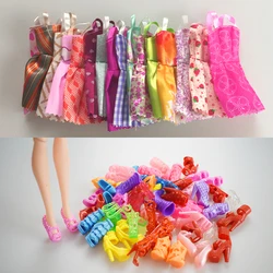 Mix Soorten 10 Pcs Party Handgemaakte Mini Mode Jurk Pop Kleding Korte Rok + 10 Schoenen Kinderen Geschenken Speelgoed Voor barbie Pop Accessoires