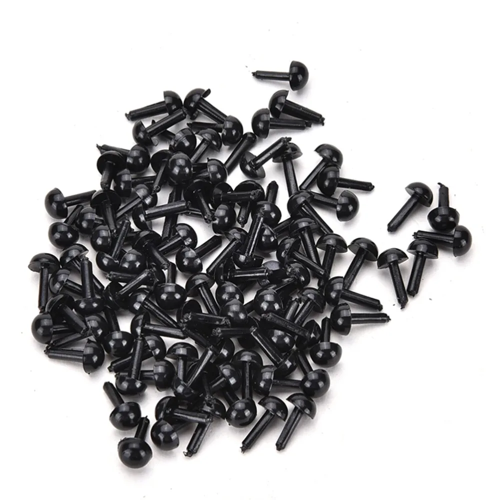 100 Pcs 3 mm/4 mm/5 mm/6 mm Black Plastic Safety Eyes for Dolls Toys Accessories Animal Making DIY Craft