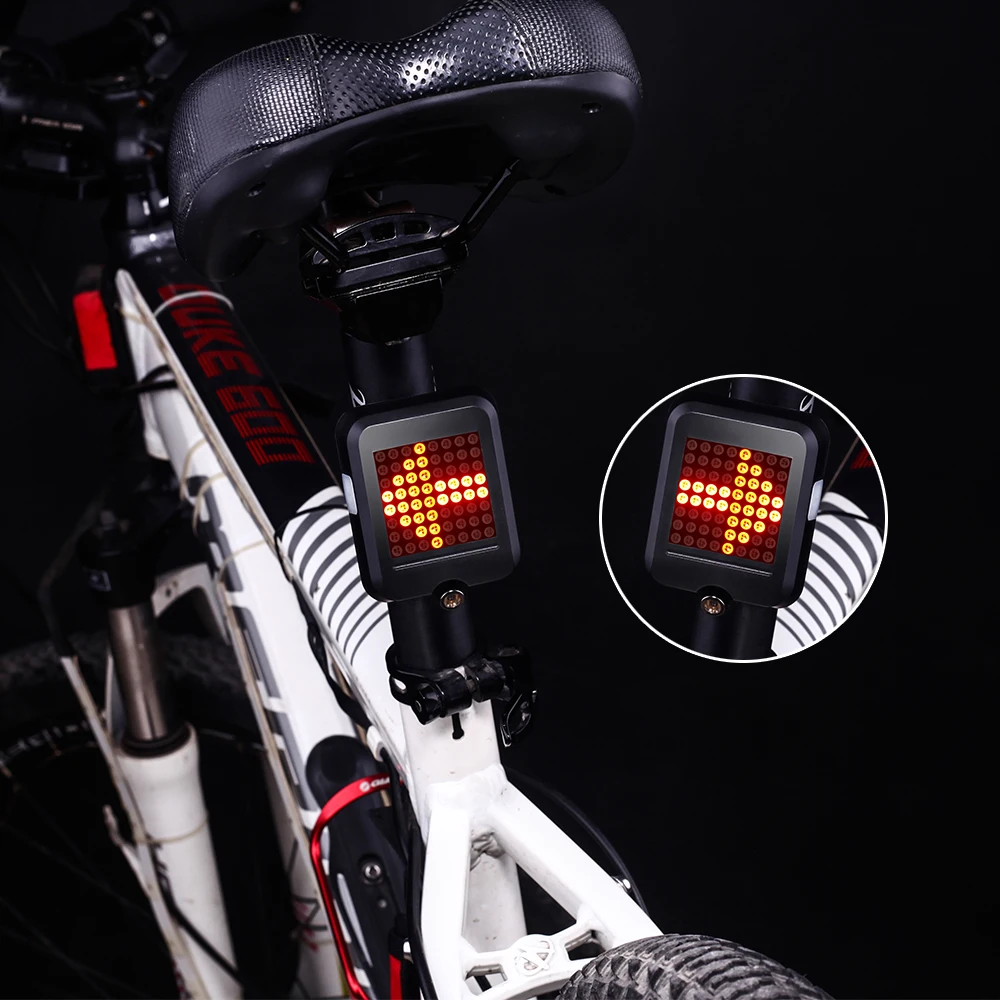 64 LED Automatic Direction Indicator Bicycle Rear Taillight USB Rechargeable Cycling MTB Bike Safety Warning Turn Signals Light