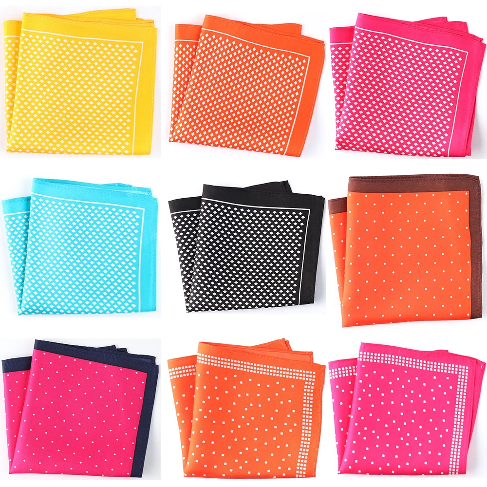 Tailor Smith Pure Silk Printed Hanky Pocket Square Top Quality New Fashion Polka Dot Mens Hankerchief With Different Color