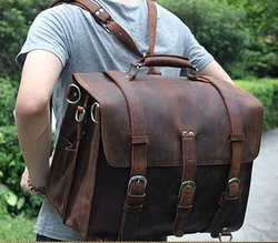 Vintage Genuine Leather Backpack Men Crazy Horse Leather Backpack Shoulder Bag Men Overnight Rucksack Tote Luggage & Travel Bags