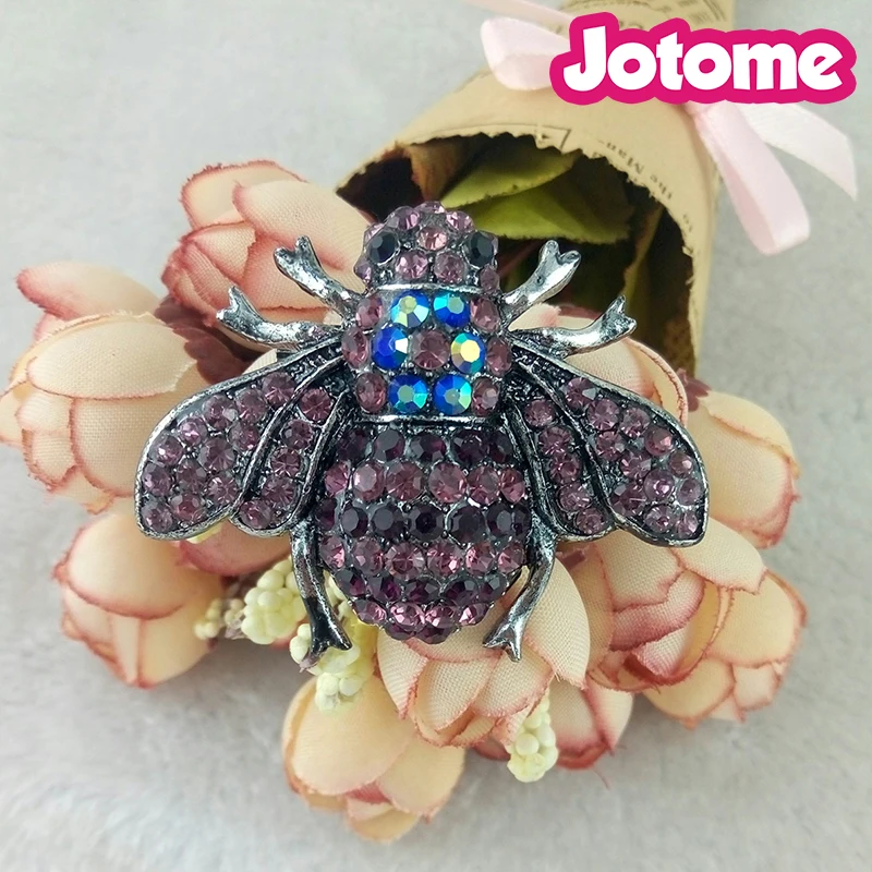 

Large custom 50mm vintage fashion bumble bee rhinestone brooches pins, female honey bee insect brooch