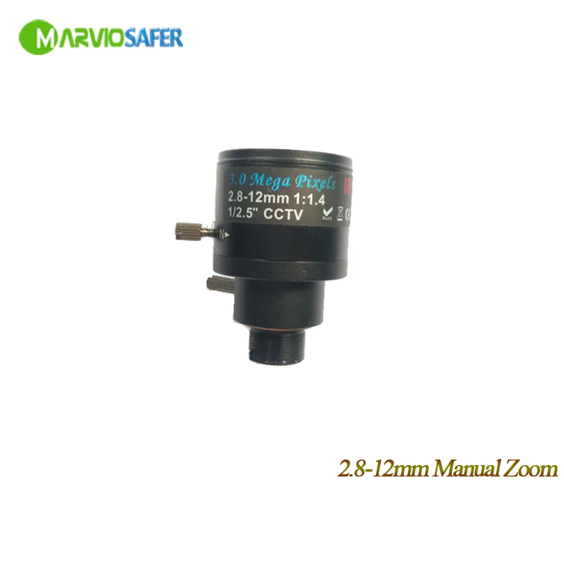 

Marviosafer 3MP HD 2.8-12mm Manual Zoom Focal Lens M12 Interface for All kinds of CCTV Cameras