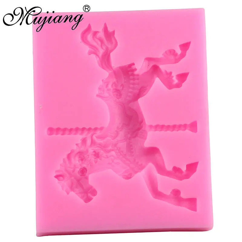 Mujiang Jewelry Carousel Horse Silicone Mould Fondant Cake Decorating Tools Cupcake Baking Tools Chocolate Candy Gumpaste Mold