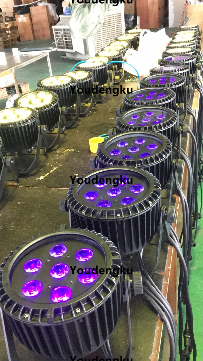 24 pcs waterproof led par spot lights 7*18w slim flat led par light RGBWA UV 6IN1 uplights stage lightings