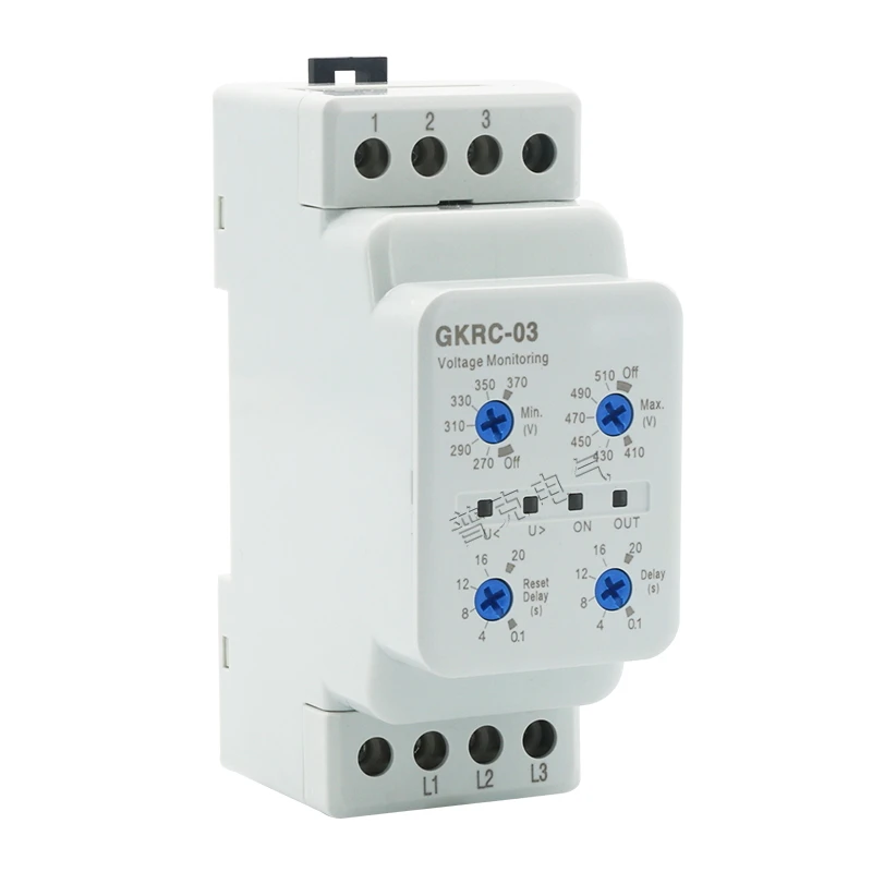 3 Phases Overvoltage Undervoltage Protector Din Rail 3P 3 Wire Time Delay Setting Voltage Protective Monitoring Relay