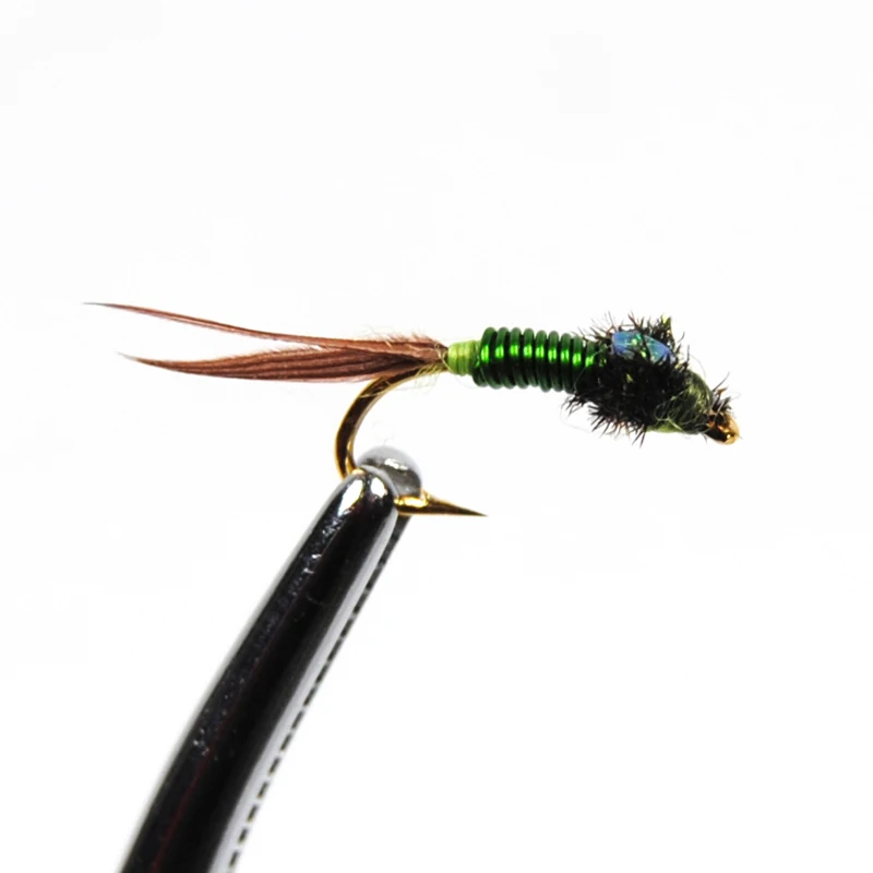 10pcs Copper John Nymph Stone Fly Fishing Trout Bait #14 Green