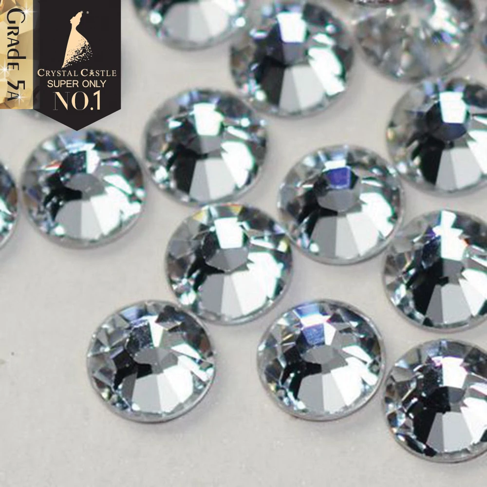 Crystal Castle 5A Shiny Top Strass vestiti decorazione Glitter Nail Gems Crafts White Flatback Glass Hotfix Strass per il vestito