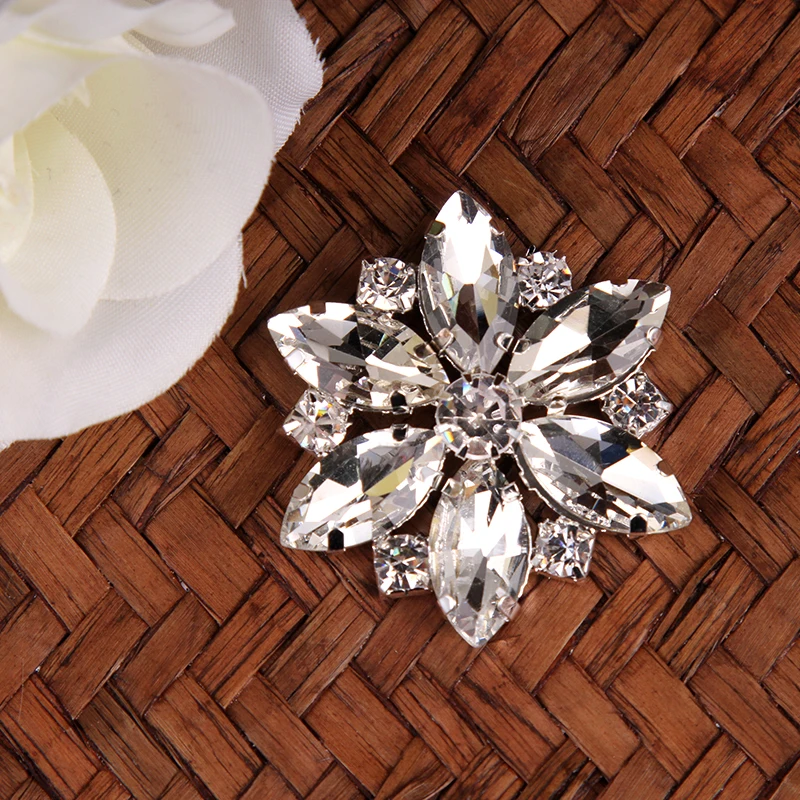 

4.5 CM Flower Crystal Rhinestone Shank Button for Coats Clothing Sewing on DIY Crafts Gold Silver Plated